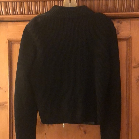 WOMENS black leather sweater jacket. By “Valerie” Separates Petite Medium. - Picture 3 of 6